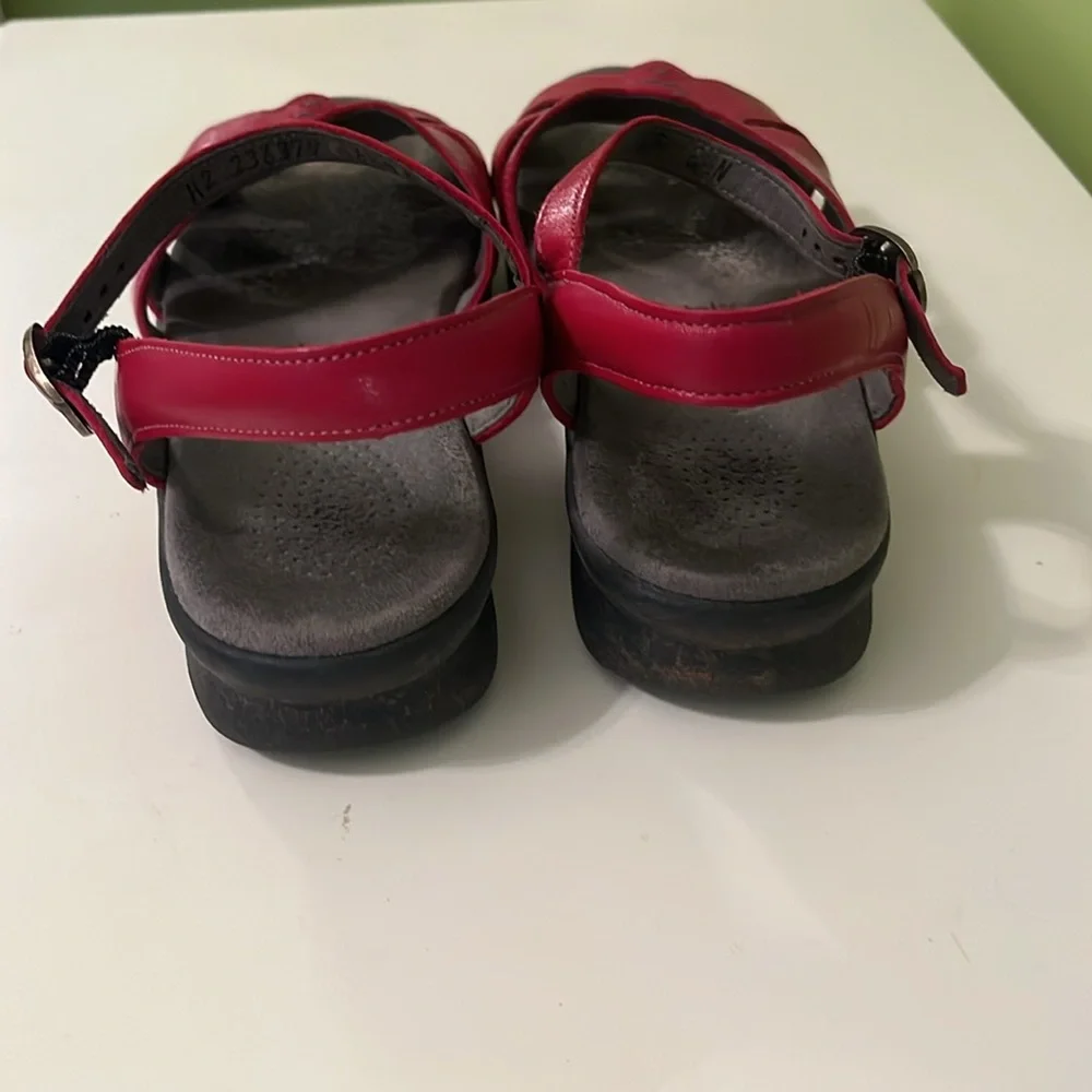 SAS Huarache Sandals Red Leather
